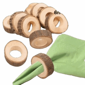 חבקים למפיות מעץ - 6 יחידות