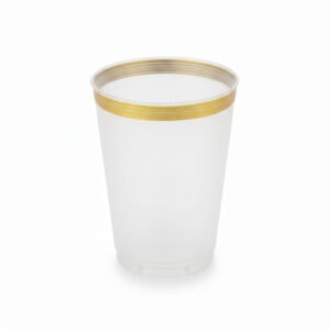 כוסות שקופות אטומות איכותיות עם עיטור - 10 יחידות - זהב