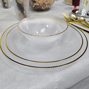 צלחות דגם 'נובל' שקוף זהב - 10 יחידות - ענק